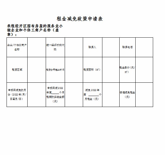 關于2022年承租經開區國有房屋的減租政策實施細則的通知